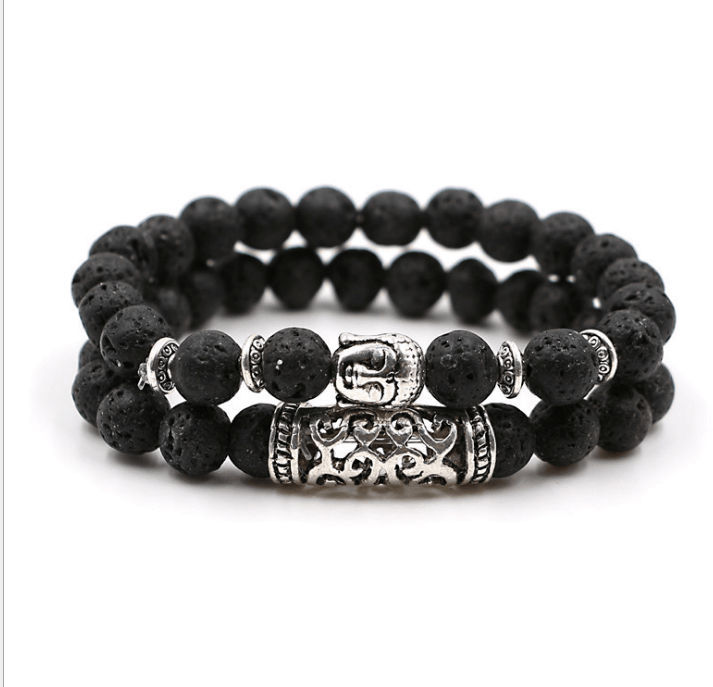 Naturstein Perlen Armbänder Partnerlook Schwarz