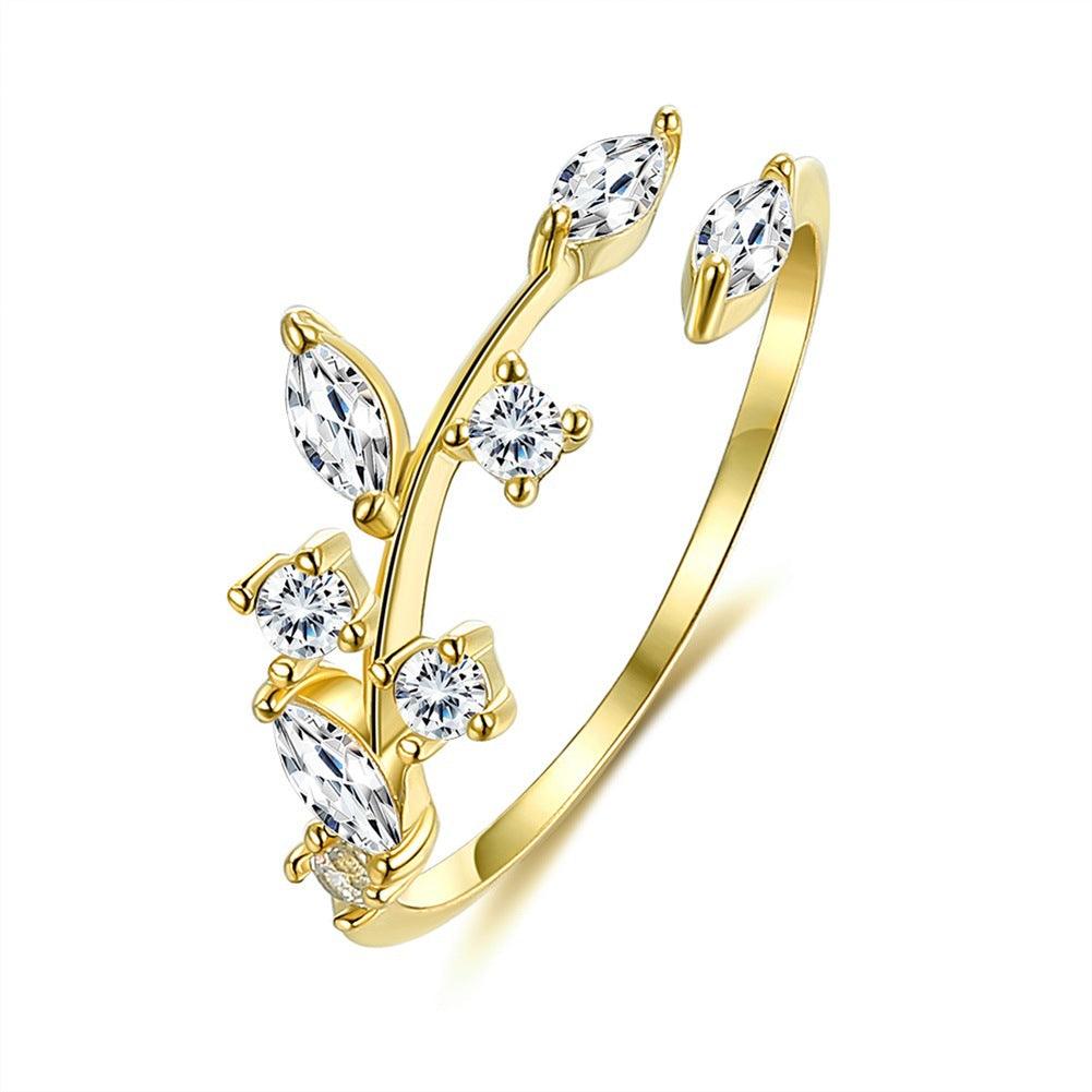 Zierlicher Blätter Ring Gold Verstellbar