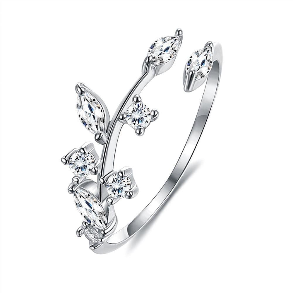 Zierlicher Blätter Ring Silber verstellbar