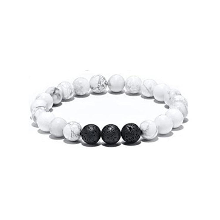 Perlen Armband Weiss/Schwarz für Männer, Herren, Jungs