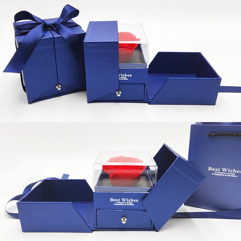 Valentinstag Geschenk Blume Seife Rose Schmuck Box Set Mädchen Frauen Ohrringe Halskette Lippenstift Make-Up Lagerung