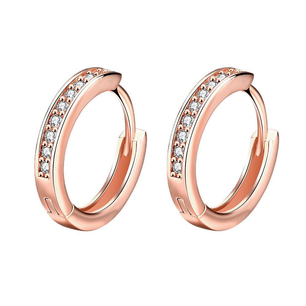 Rose Gold Creolen Ohrringe mit funkelnden Zirkonia Steinen Rose Gold