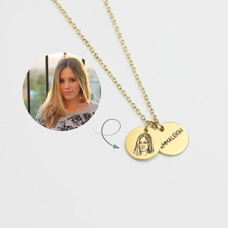 Personalisierte Kette mit Bild und Gravur - Doppelter Anhänger zum Selbstgestalten - BuyPump