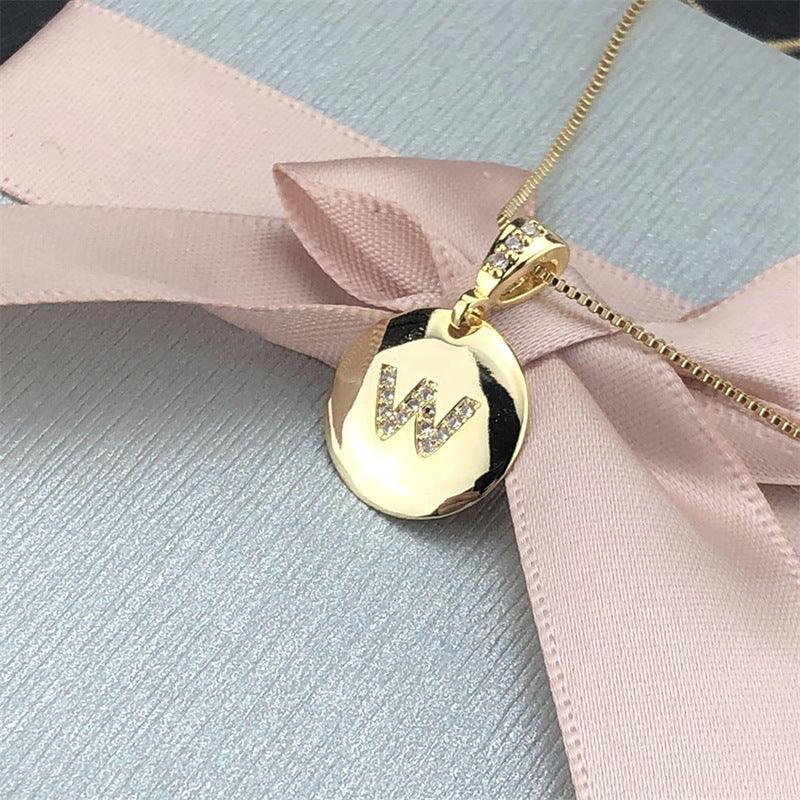 Personalisierte Medaillon Halskette mit Wunschbuchstaben und Zirkonia in Gold - BuyPump