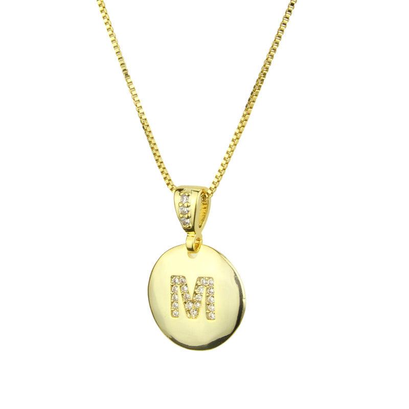 Personalisierte Medaillon Halskette mit Wunschbuchstaben und Zirkonia in Gold - BuyPump