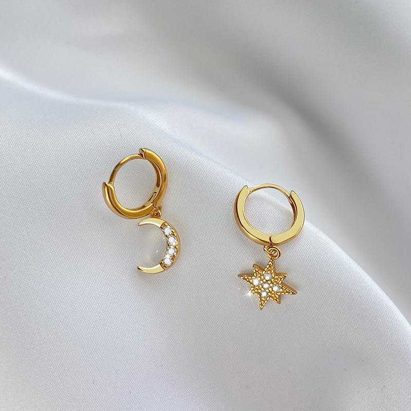 Mond und Stern Ohrringe Gold