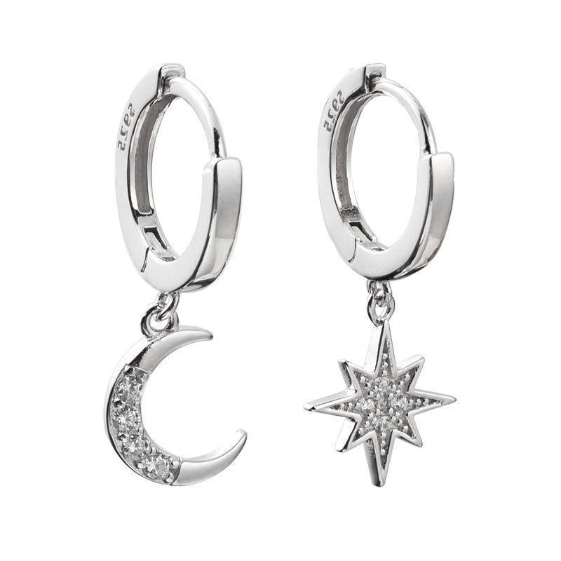 Mond und Stern Ohrringe Silber
