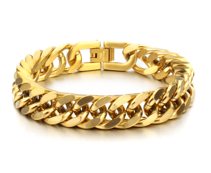 Titan Armband aus Edelstahl mit Doppelschnalle Gold
