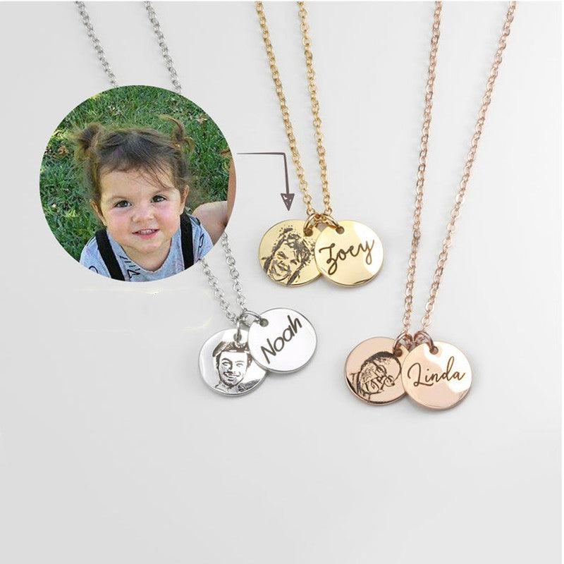Personalisierte Kette mit Bild und Gravur - Doppelter Anhänger zum Selbstgestalten - BuyPump