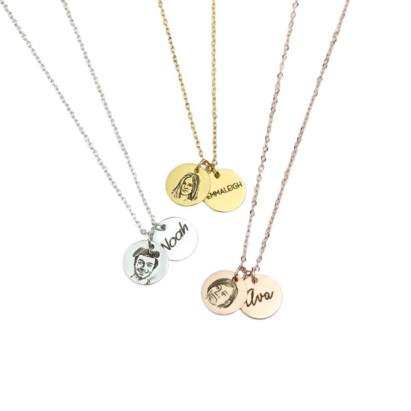 Personalisierte Kette mit Bild und Gravur - Doppelter Anhänger zum Selbstgestalten - BuyPump
